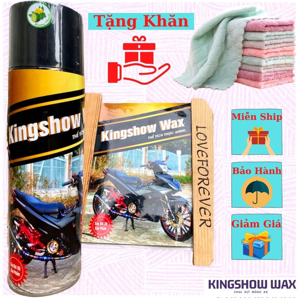 Chai xịt làm mới xe và phục hồi nhựa nhám King Show Wax xe đen bóng che vết xước 600ml hang mới 2022