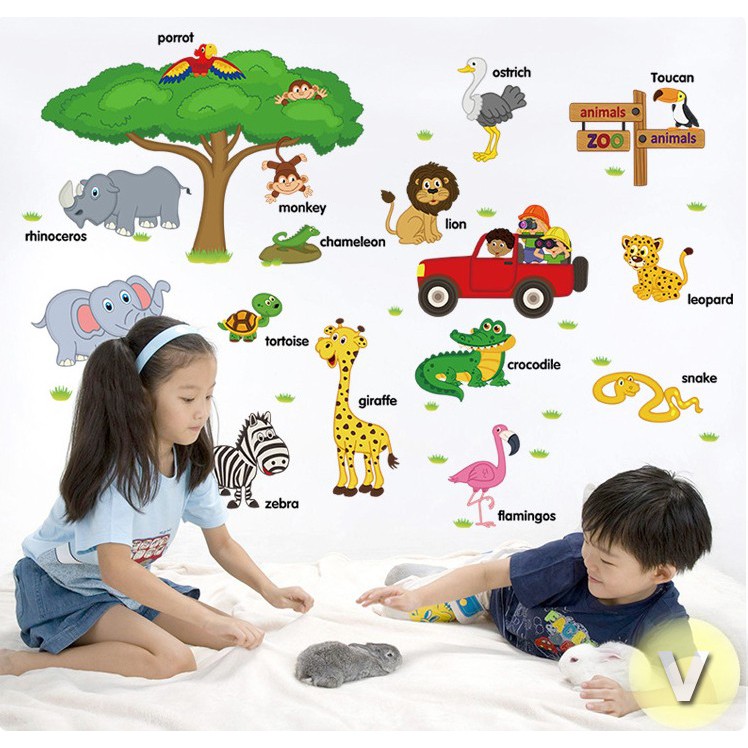 Decal dán tường Vườn thú tiếng anh số 1