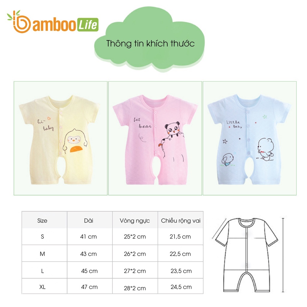 Bộ áo liền quần trẻ em sợi tre Bamboo Life BL109 bodysuit mềm mịn, kháng khuẩn, thấm hút an toàn cho da bé