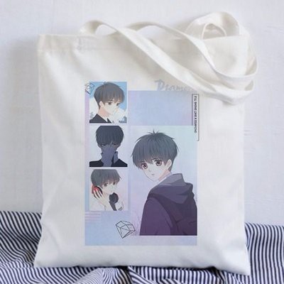 Túi tote vải trắng đeo vai in hình CON TIM RUNG ĐỘNG anime chibi phong cách cá tính