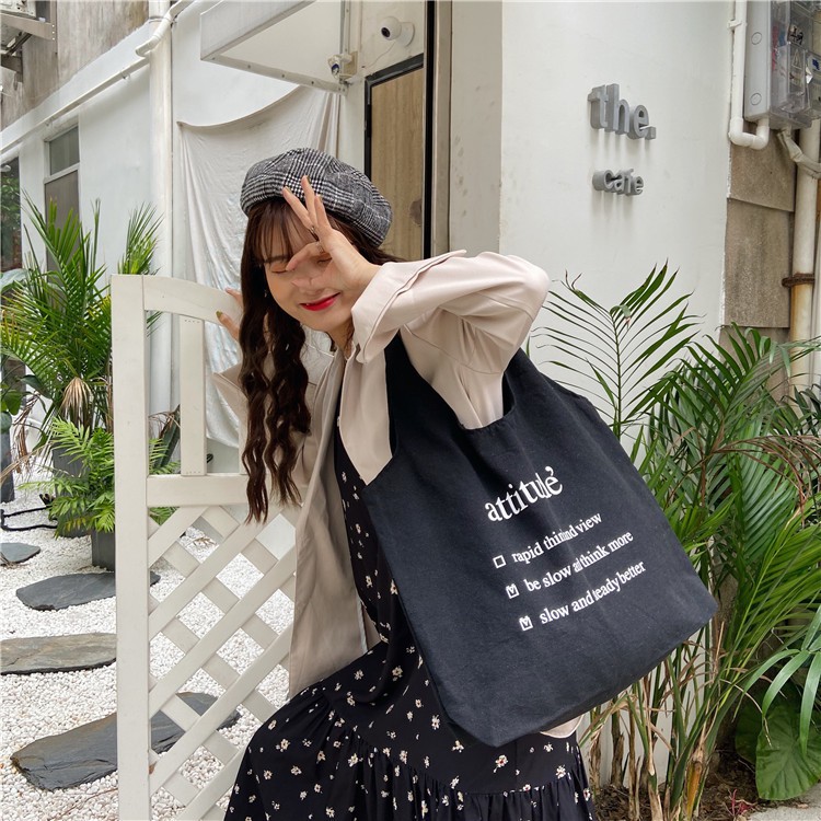 [Mã FASHIONT4WA2 giảm 10K đơn từ 50K] Túi Tote Attitude vải canvas