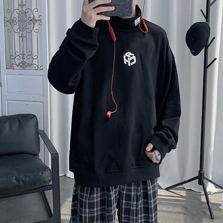 Áo sweater tay dài cổ cao trơn màu hợp thời trang cho nam  | BigBuy360 - bigbuy360.vn
