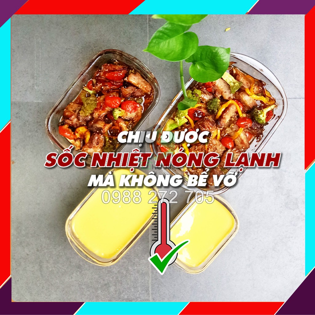 [ĐỦ SIZE] Khay nướng thủy tinh chịu nhiệt 400 độ [TẶNG KÈM NẮP]