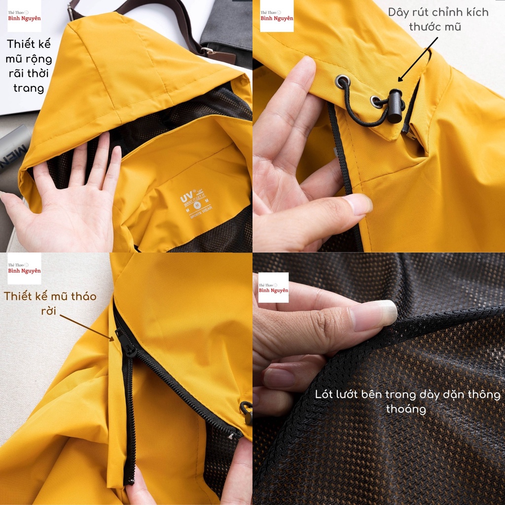 Áo khoác gió chống thấm nước nam nữ 2 lớp tráng bạc, cản gió, tia UV, hàng cao cấp xuất khẩu