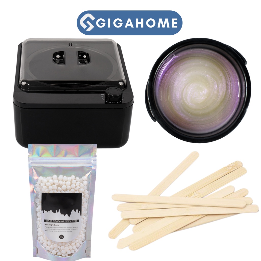 Combo Nồi Nấu Sáp Wax Lông Chống Dính + 100gr Sáp Cao Cấp Tặng Kèm 5 Que Gỗ GIGAHOME
