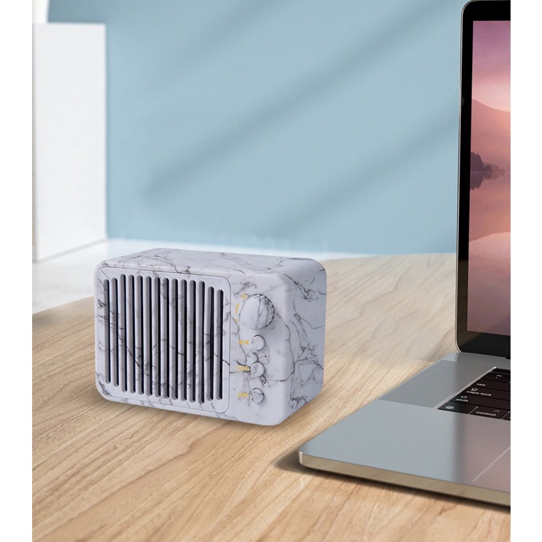 Loa Bluetooth Mini Không Dây Bass Mạnh Mẽ Họa Tiết Đá Cẩm Thạch Phong Cách Retro
