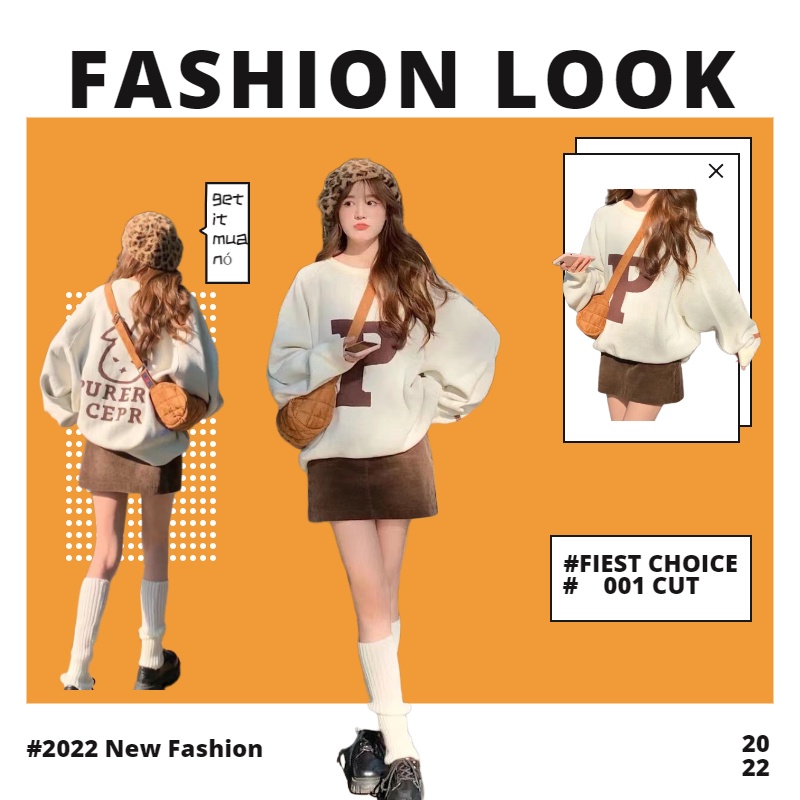 Set áo hoodie in hình mới + chân váy nhung chữ A có bán lẻ