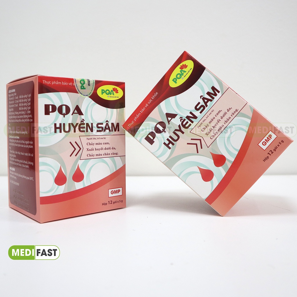 Cốm Chỉ Huyết PQA - Giúp tăng tính bền thành mạch, hết chảy máu cam từ thảo dược - Hộp 12 gói PQA Huyên sâm