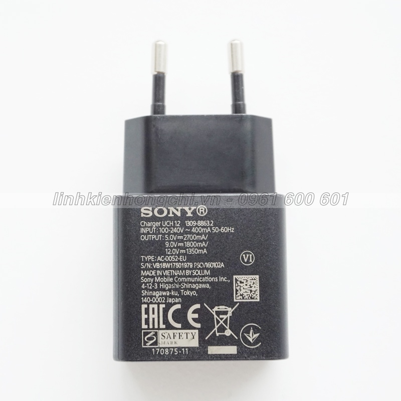 Cốc Sạc Nhanh Sony UCH12 XA2 XA1 XZ1 XZ2 XZ3 XZ Premium XZs L2 L1 Z5 Z4 Z3 Plus XA Ultra Zin