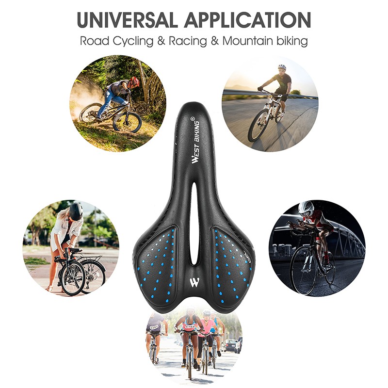 Yên xe đạp WEST BIKING bọc da pu phối gel silica thoải mái chống sốc