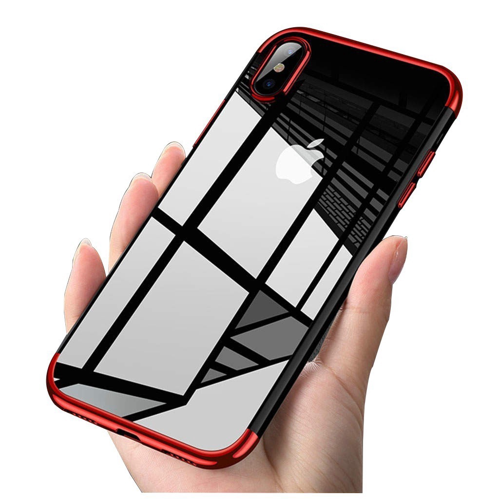 Ốp lưng TPU nhựa trong viền màu thời trang cho iPhone 5 5s SE 6 6s Plus 8 7 X XS Max Xr