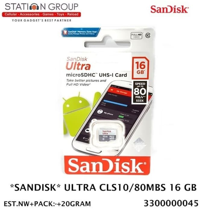 Thẻ Nhớ Sandisk Ultra Cls10-80mbs 16 Gb