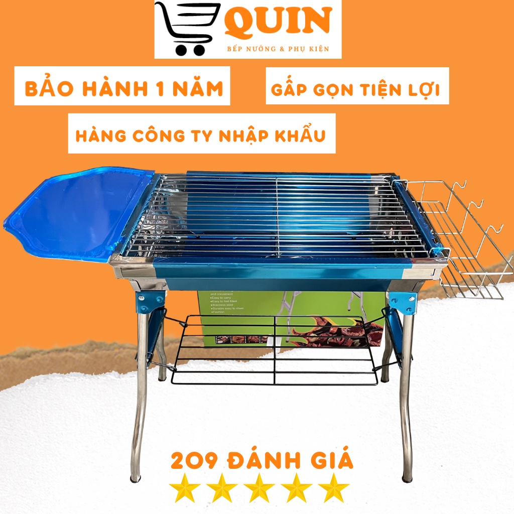 Bếp Nướng Than gấp gọn cao cấp Inox không gỉ sét Hàng công ty chính hãng Model H1P 49 * 33,5 * 57cm