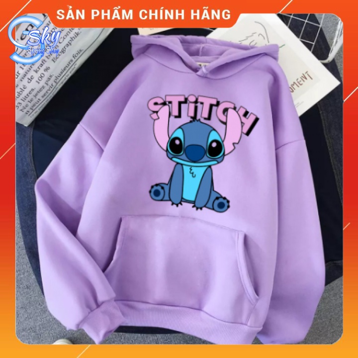 ÁO HOODIE UNISEX  IN HÌNH STITCH NGỒI XUỘM SIÊU CUTE