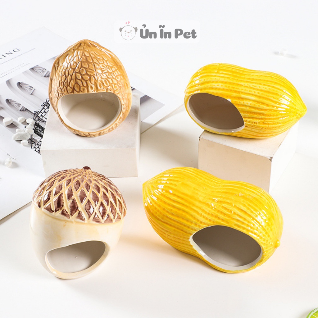 Nhà ngủ sứ hamster ĐẬU PHỘNG siêu mát, dễ thương