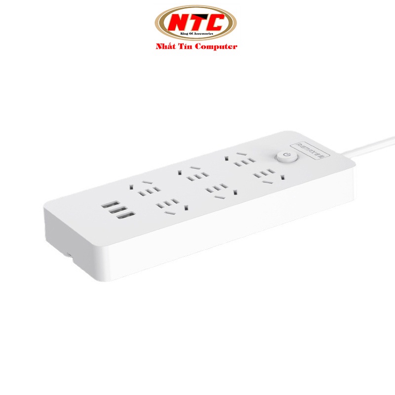 Ổ cắm điện thông minh Remax PC-6 hỗ trợ 3 USB và 6 phích cắm - công suất tải đến 2500W (nhiều màu)