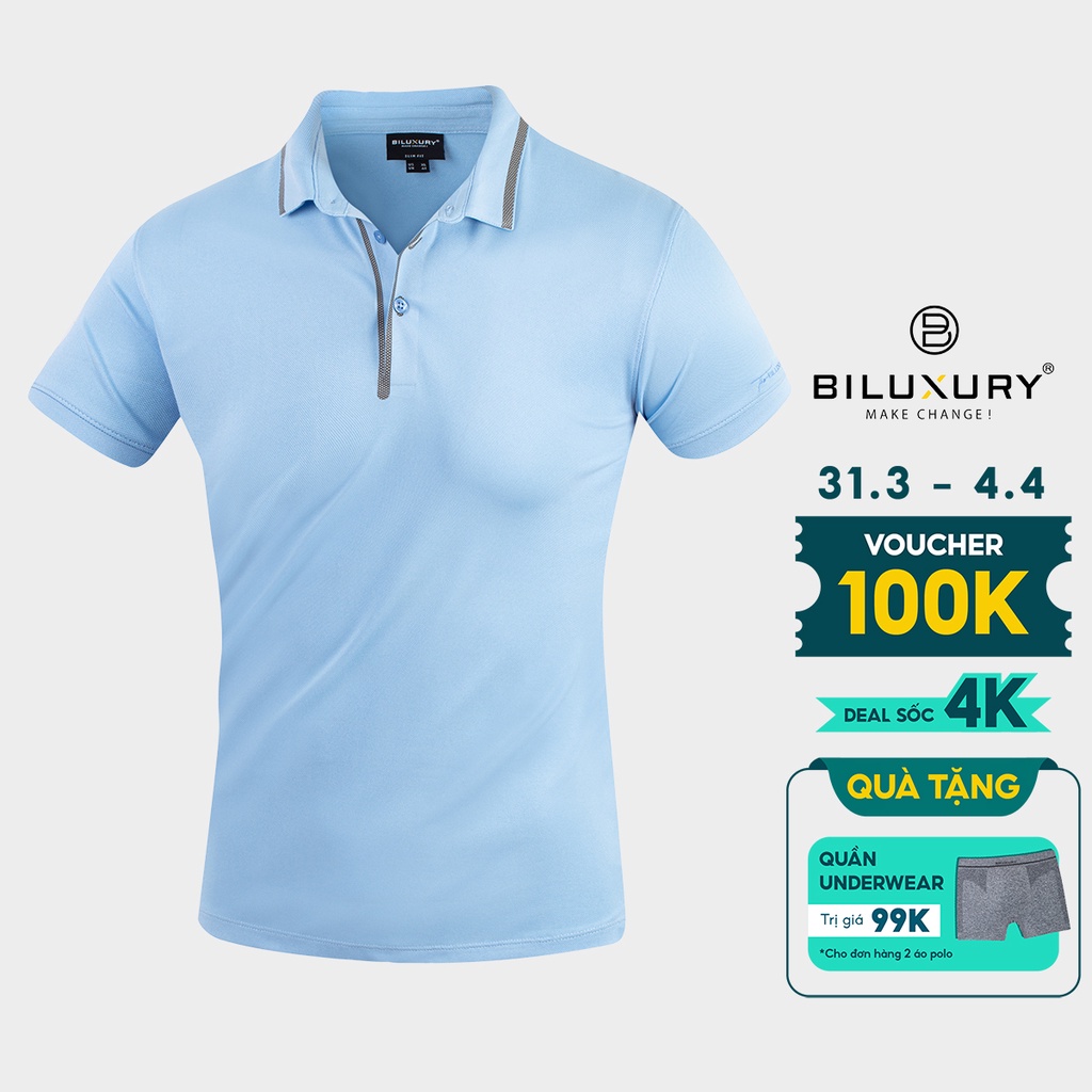 Áo polo nam Biluxury 5APCT014 coolmax siêu mềm mịn form slimfit