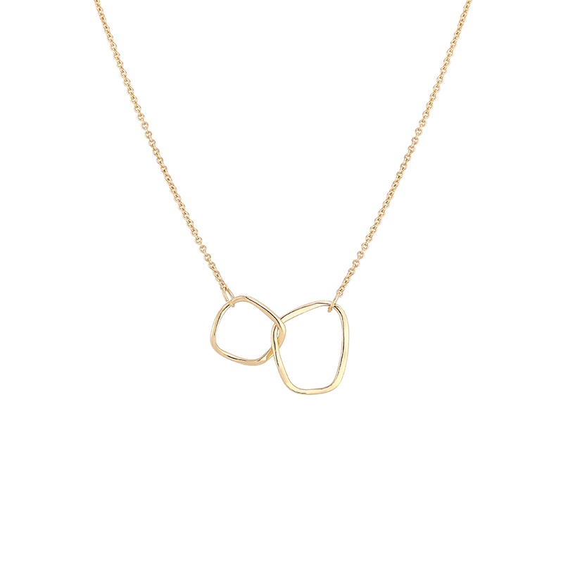 Vòng cổ Sợi Xích Đôi Mặt Nhẫn Lồng Vào Nhau Đơn Giản Cá Tính Cho Nữ