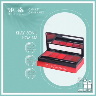 Khay son lì dưỡng mộc an 5 màu tiết kiệm an toàn không chứa chì, dưỡng môi mềm mịn 9g - du hoa các