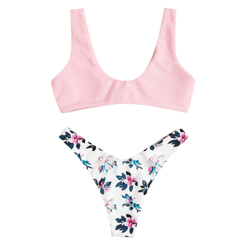 Set bikini 2 mảnh bra nâng ngực in hoa cho nữ | BigBuy360 - bigbuy360.vn