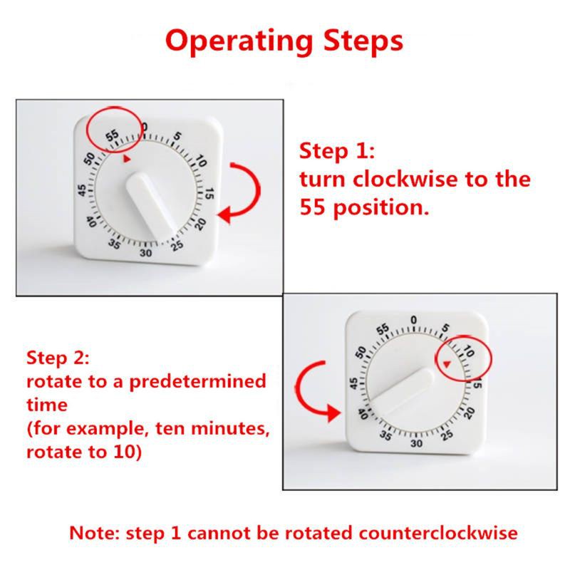 Đồng hồ hẹn giờ nấu ăn 60 phút hình vuông tiện dụng