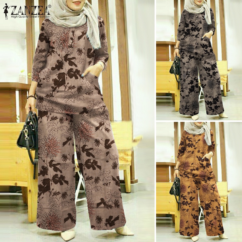 Zanzea Set Đồ Dài 3/4 Phong Cách Hồi Giáo Cho Nữ