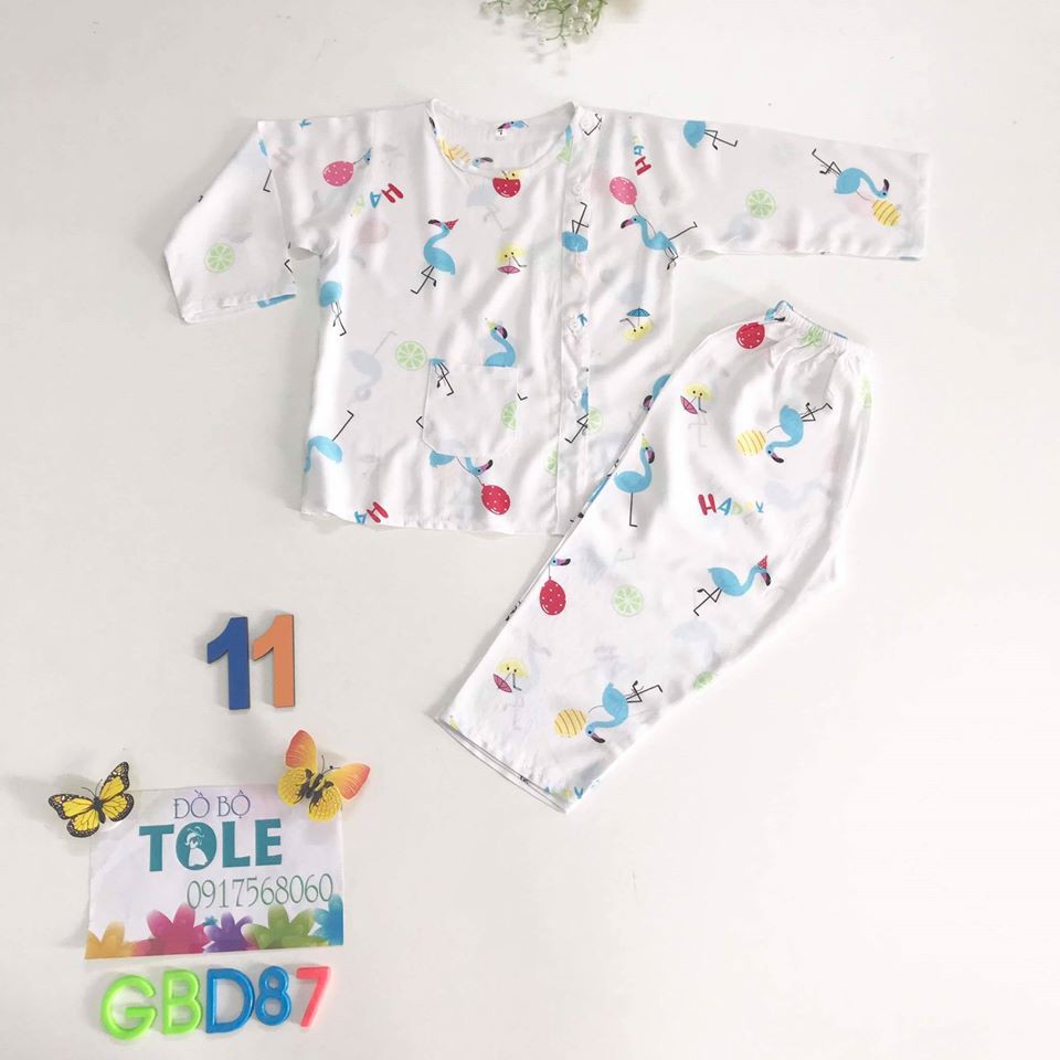 Đồ bộ vải tole lanh loại 1 kiểu bác sỹ cho bé (20-22kg)