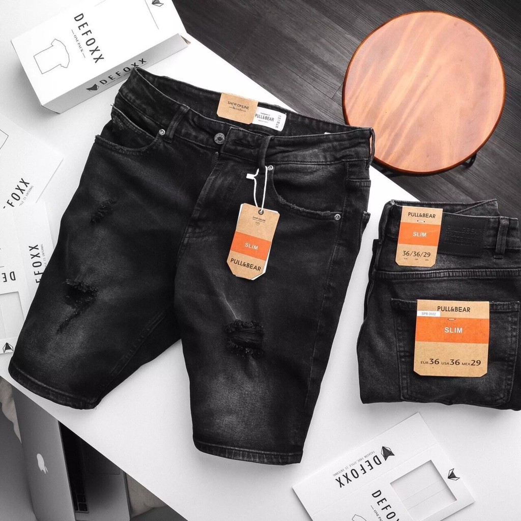 Quần Short Jean Nam Màu Đen OBOKFASHION, Quần Jean Nam Ngắn, Quần Lửng Nam Cao Cấp QSN950
