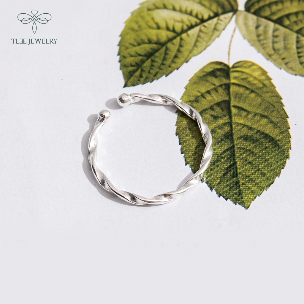 Nhẫn bạc nữ TLEE dáng xoắn trơn basic bản nhỏ cá tính NCJ A0218