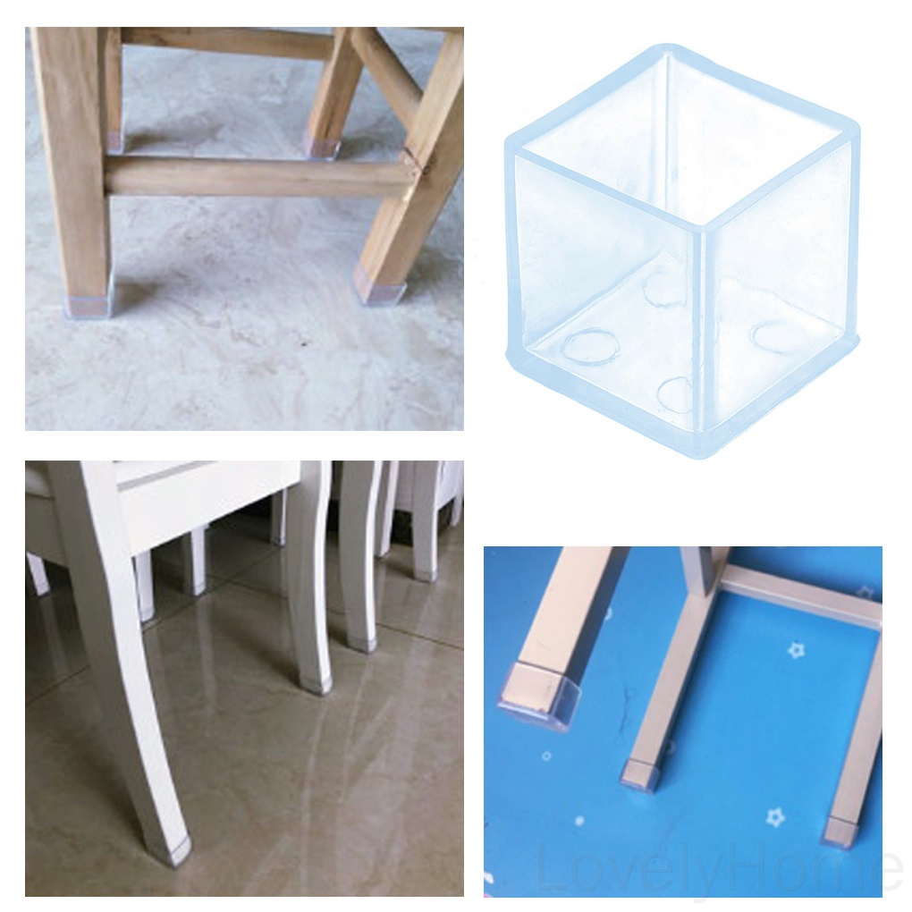 Set 4 miếng bọc chân bàn ghế bằng cao su hình vuông tiện dụng