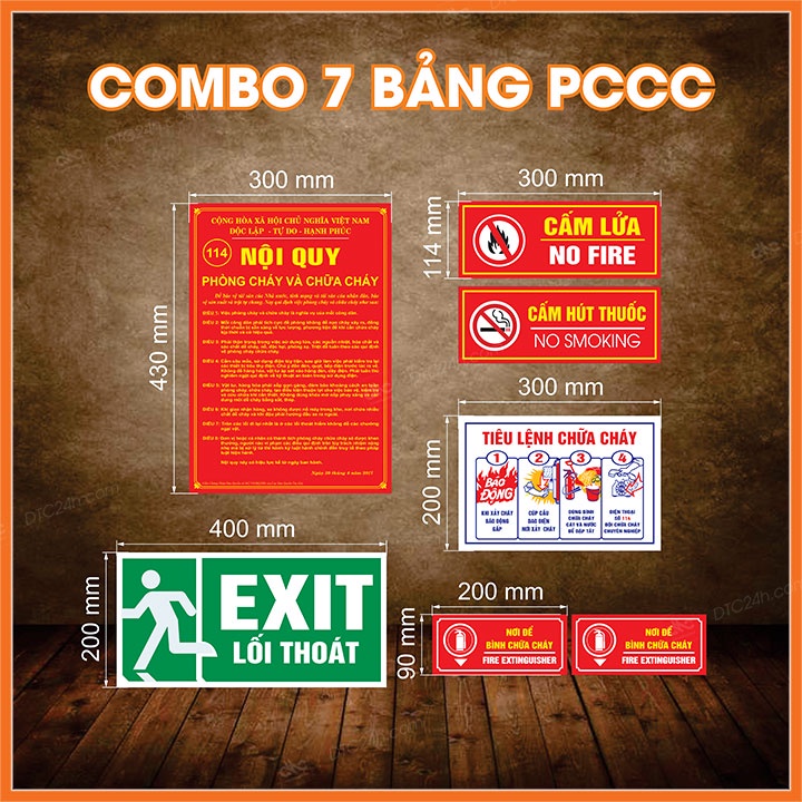 [COMBO] Bảng nội quy tiêu lệnh phòng cháy chữa cháy - Cấm lửa - Cấm hút thuốc - Exit [PCCC]