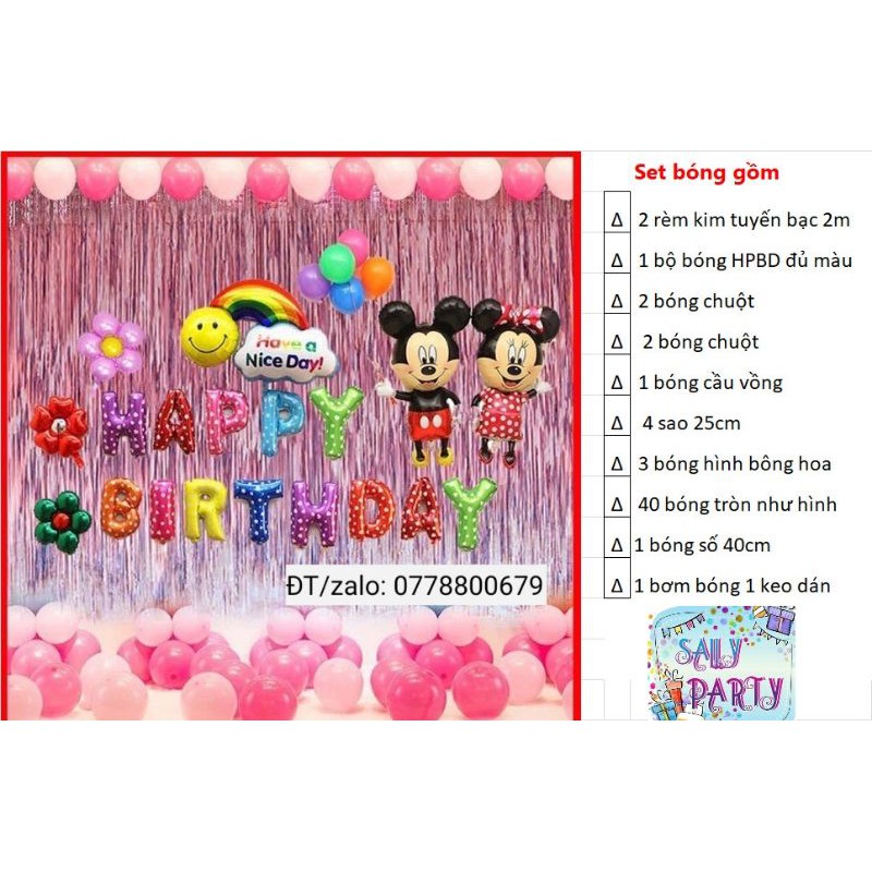 SET BÓNG TRANG TRÍ SINH NHẬT CHUỘT MICKEY THÔI NÔI BÉ