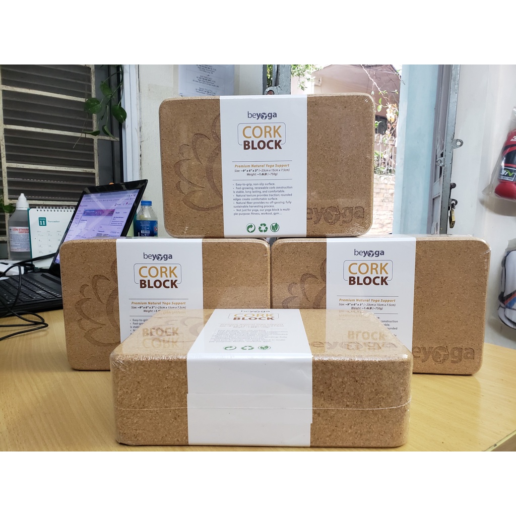 Gạch Tập Yoga Cao Cấp, Nhập Khẩu Đài Loan, Chất Liệu Vỏ Sồi, Đàn Hồi, Chịu Nước, 7,5cm, Hãng beYoga