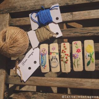 Kẹp tóc thêu tay handmade hình totoro, hoa, lá, trái cây, động vật biển...