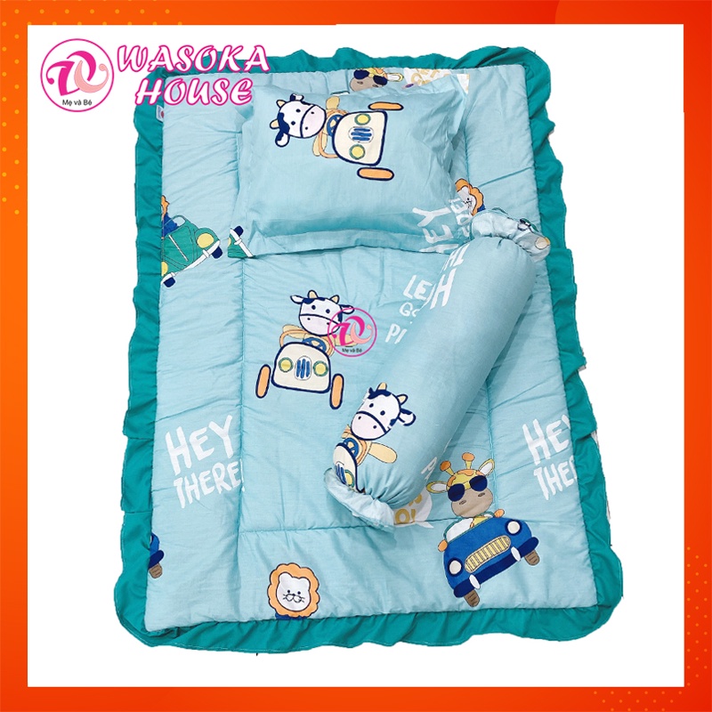 Bộ gối nệm béo cho bé đi học 1-4 tuổi, [Tặng kèm túi]vải cotton thoáng mát nhiều họa tiết dễ thương
