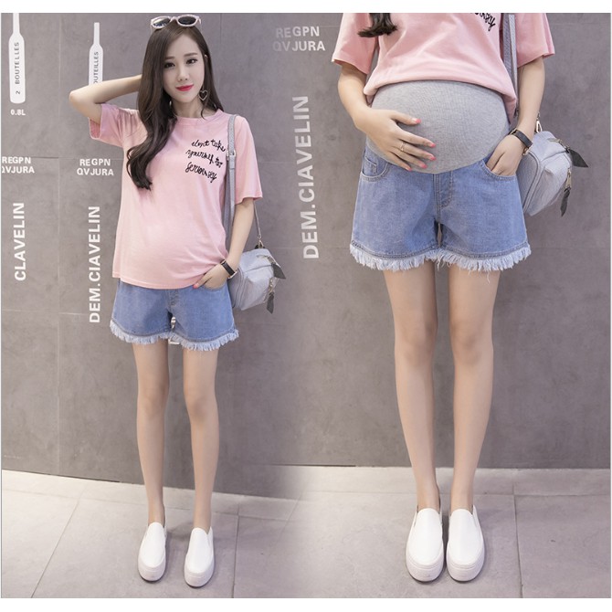 Quần Đùi Bầu Jean Xinh Trẻ Trung Năng Động Q77