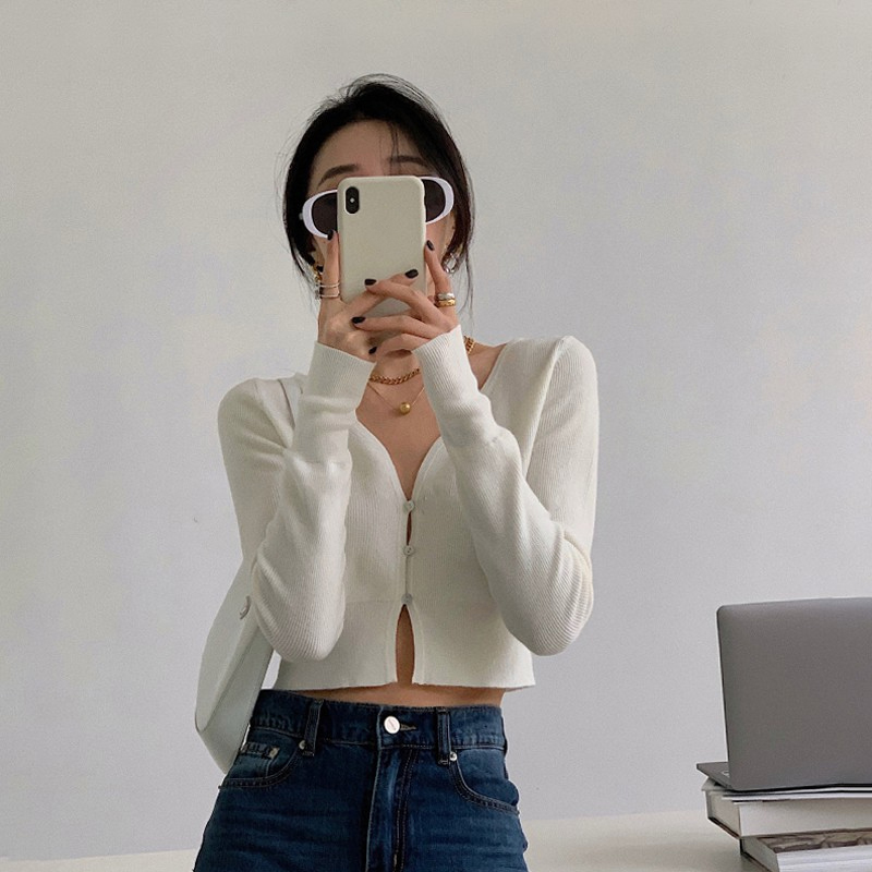 Áo Khoác Cardigan Tay Dài Màu Trơn Thời Trang Cho Nữ