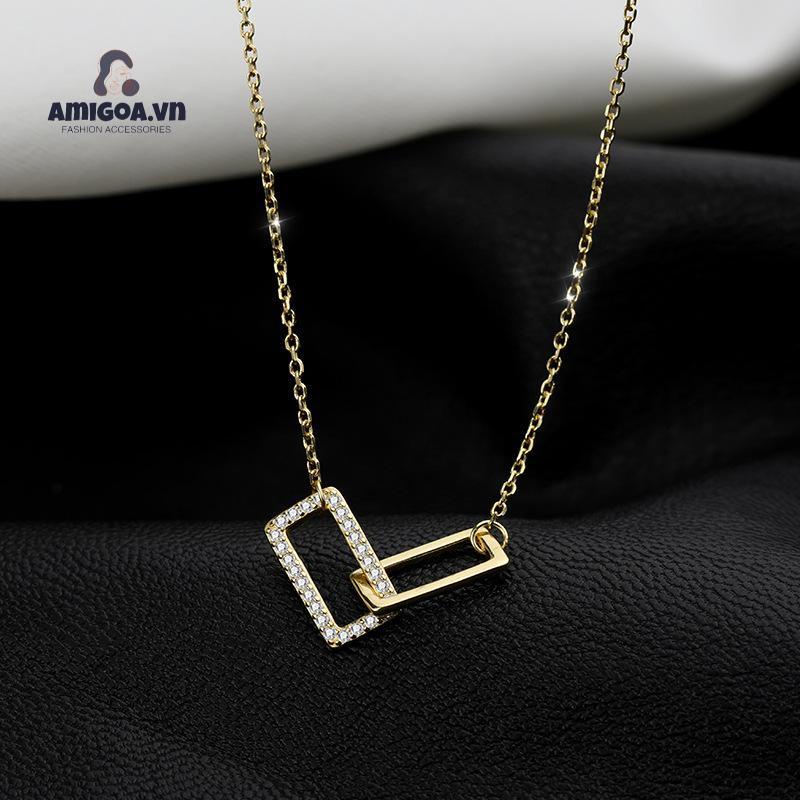 Vòng cổ Hai Lớp Mặt Vuông Đơn Giản Sang Trọng Cho Nữ