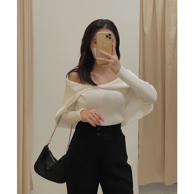 áo trễ vai dài tay len tăm LEN126 LOLLIE STUDIO