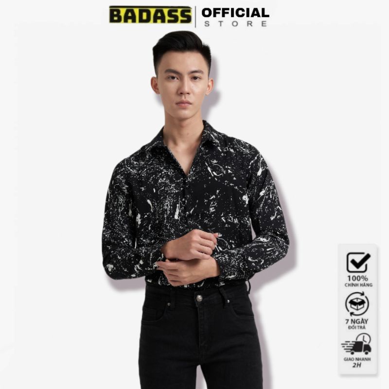Áo sơ mi nam dài tay chất lụa mềm mại chống nhăn họa tiết vẩy sơn cực bad boy