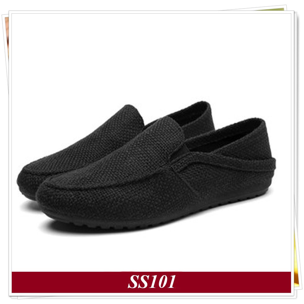 Giày lười nam Giày Nam Shop giày nam Giày đẹp Giày Vải Full Black SS101