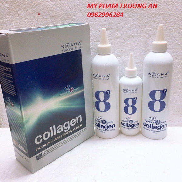 (Tặng chổi vào thuốc) Bộ thuốc uốn tóc Collagen Kyana 3 chai