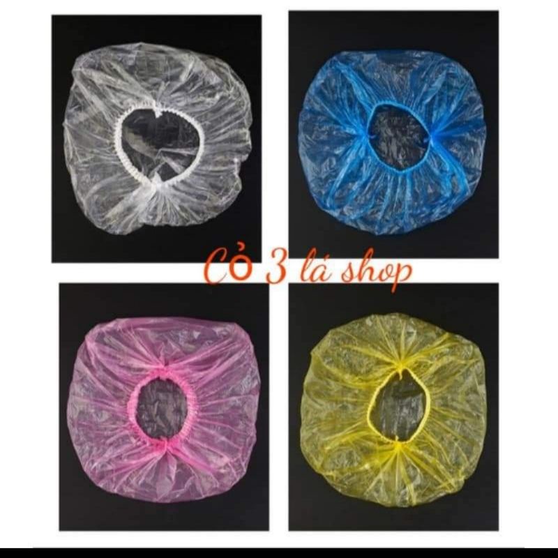 Gói 100 cái mũ trùm tóc nilon nhựa PE mỏng,dùng 1 lần