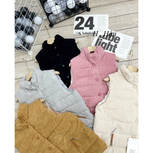 Áo Gile phao nhung cúc bấm