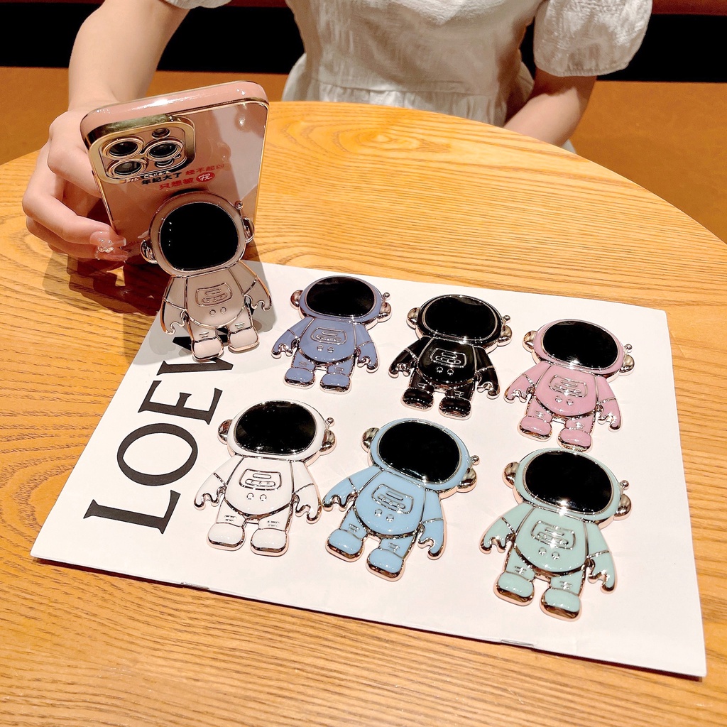 Giá đỡ phi hành gia 7 màu viền mạ vàng chống lưng sẵn keo dán cho điện thoại