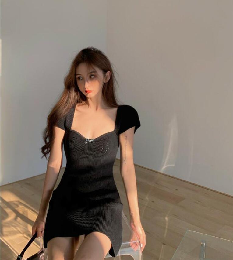 SUXI Đầm Dáng Chữ A Cổ Chữ V Phối Nơ Thời Trang Mùa Hè Cho Nữ