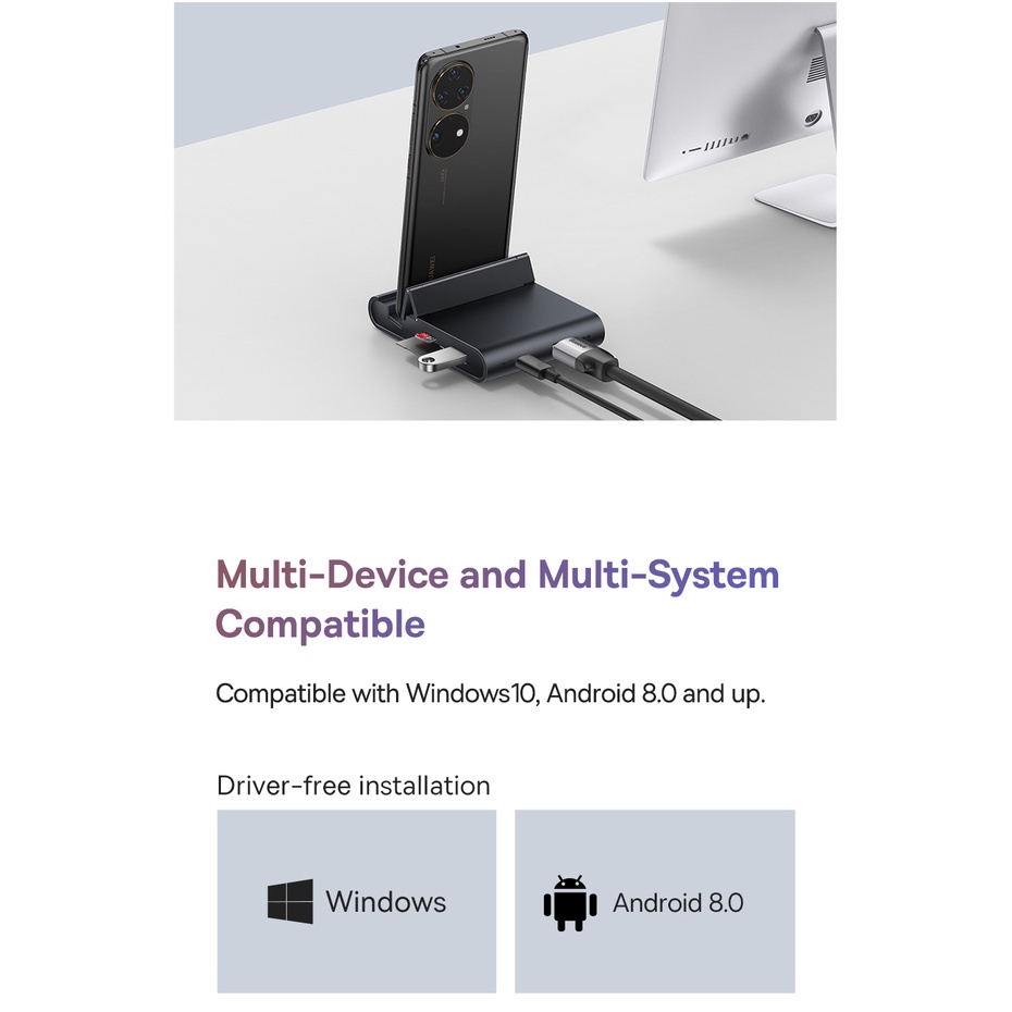 Trạm Sạc Nhanh Baseus Chuyển Đổi USB c Hub Sang HDMI 4K USB 3.0 PD 100W Cho Điện Thoại Thông Minh Dex