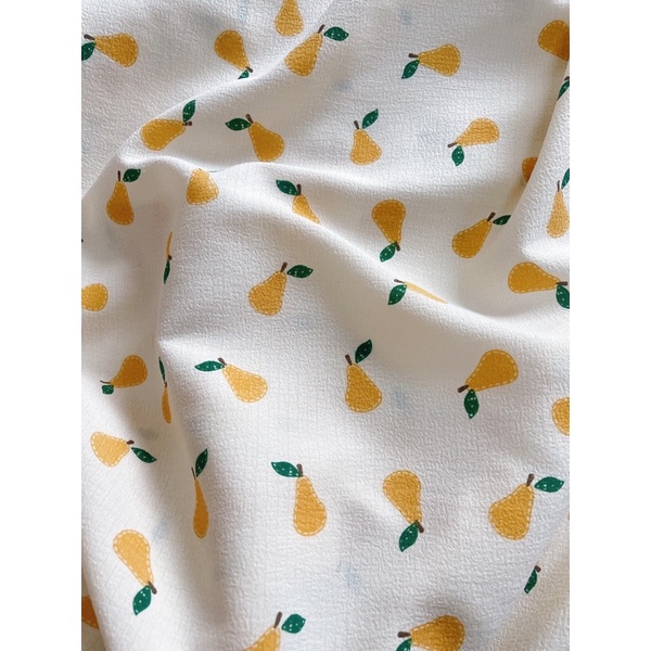 vải đũi xốp quả lê nền be siêu xinh may váy,áo,đồ bộ và đồ handmade
