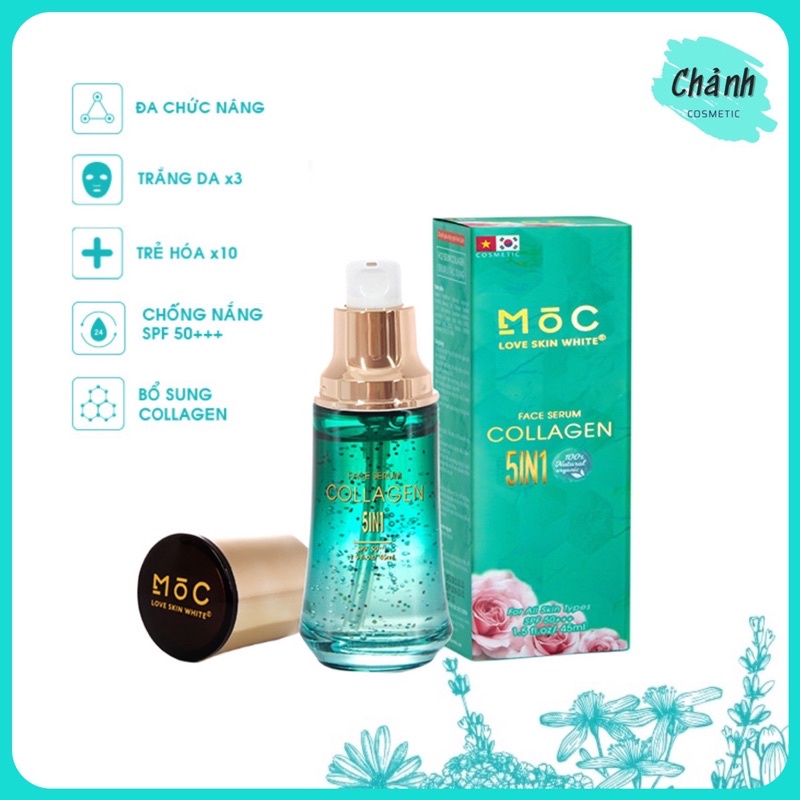 Face Serum Collagen 5 In 1 MoC Love Skin White 45ml [Đa Chức Năng-Trắng Da-Trẻ Hoá-Bổ Sung Collagen-Chống Nắng]