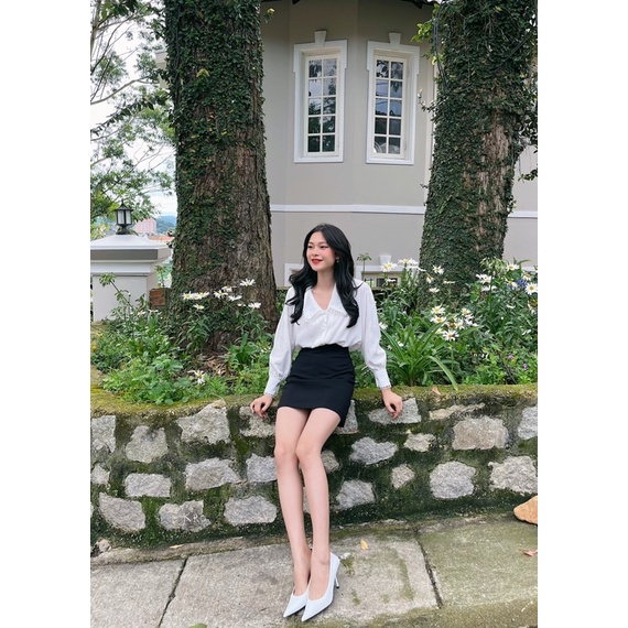 Chân váy đen chữ A trơn công sở LUCETFASHION Bella Skirt